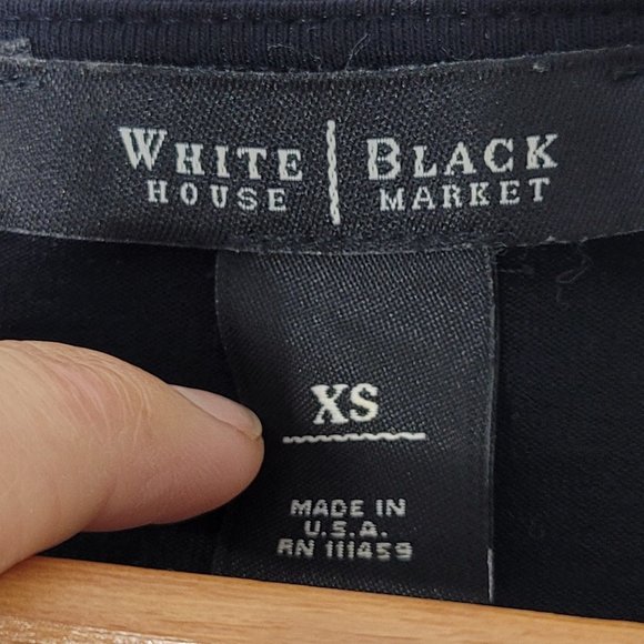 White House Black Market Women's Navy 3/4 Sleeve V-Neck Twisted Front Blouse XS - Picture 7 of 10